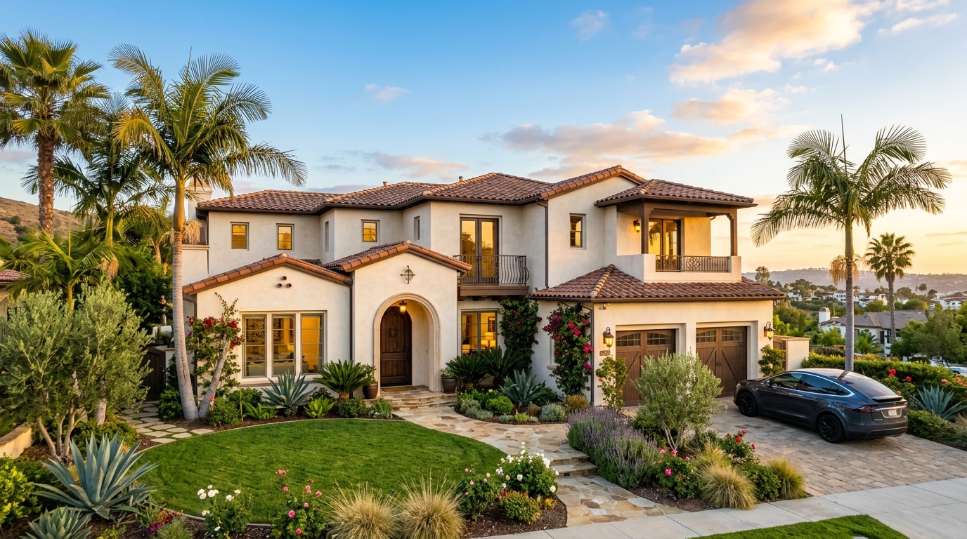 A beautiful Riverside rental home at golden hour